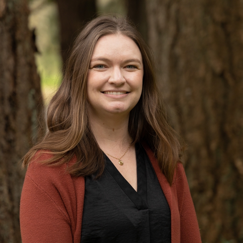 Jessica Sawyer in front of trees