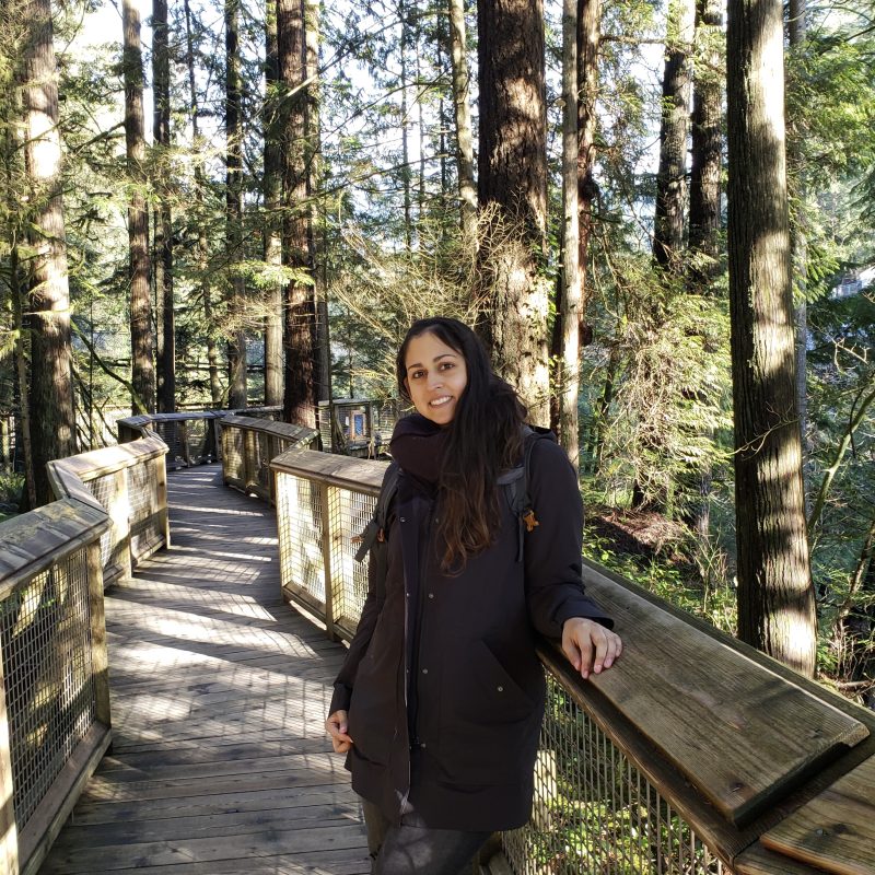 Fatima on a bridge outdoors