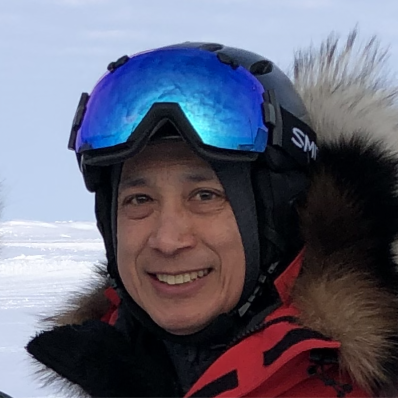 Ignatius with goggles on his head