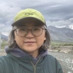 Yoko in front of mountains