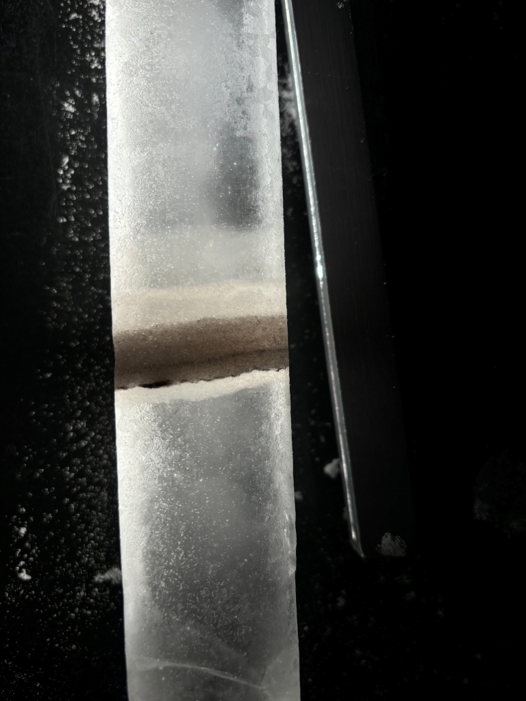 Close up of an ice core