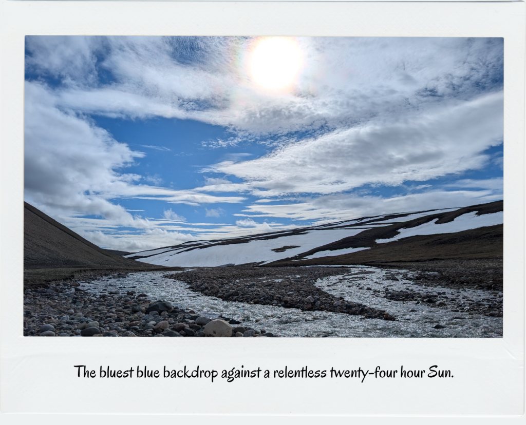 The bluest blue backdrop against a relentless twenty-four hour sun