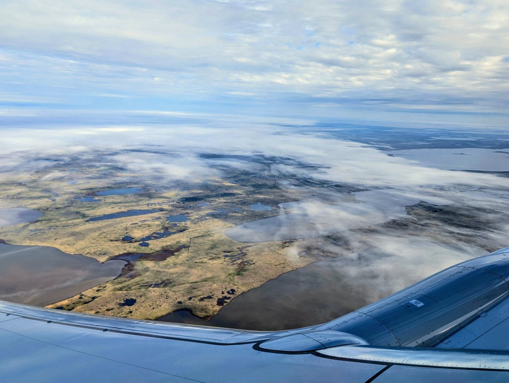 A view from above of land and water