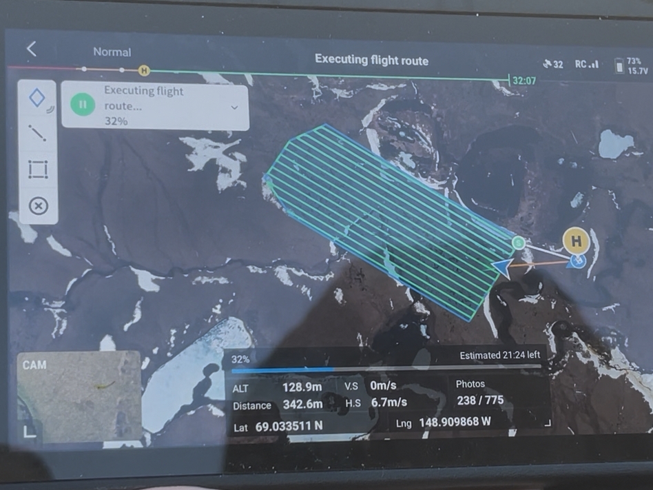 A flight route shown on a screen