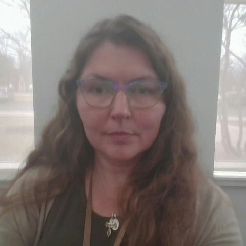 Julie wearing glasses