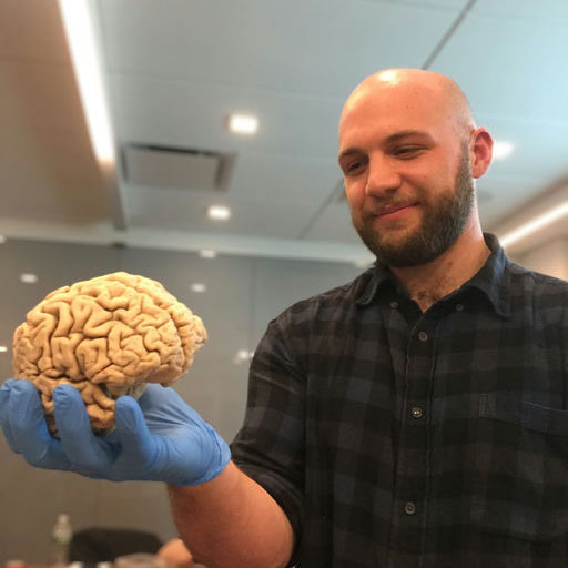 Pete holding a brain