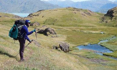 Amanda Gavin leads the way to a remote Greenlandic lake