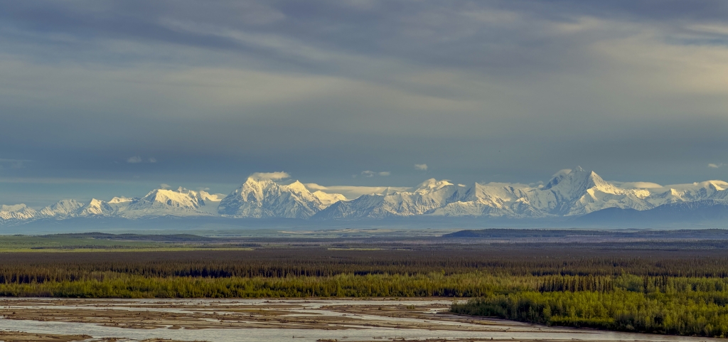 A mountain range on the horizon